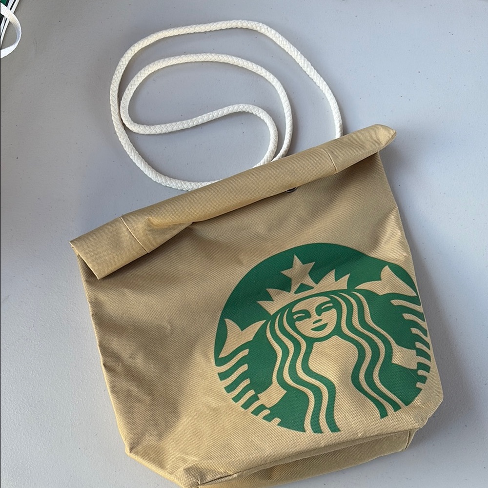 New Starbucks Beige Tote with Green Emblem Bag